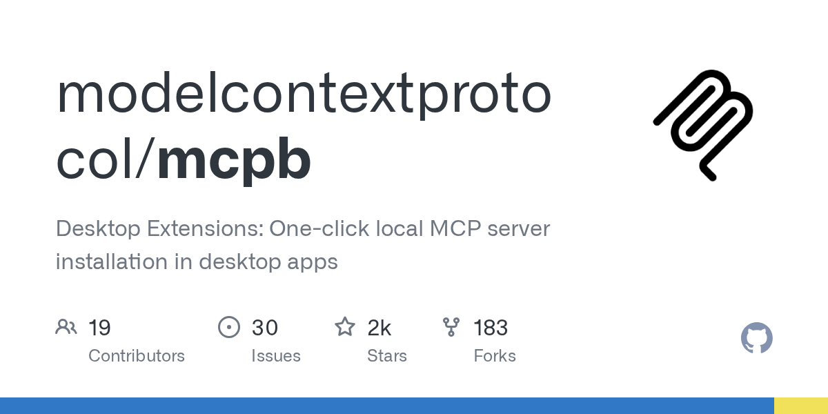 modelcontextprotocol/mcpb: Desktop Extensions: One-click local MCP server installation in desktop apps
