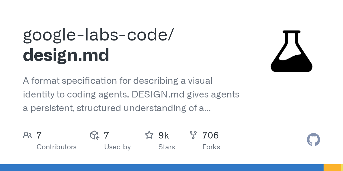 GitHub - google-labs-code/design.md: A format specification for describing a visual identity to coding agents