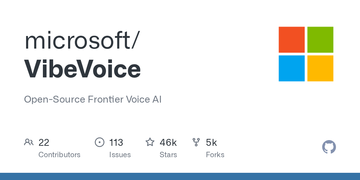microsoft/VibeVoice: Open-Source Frontier Voice AI
