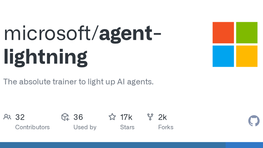 microsoft/agent-lightning: The absolute trainer to light up AI agents.