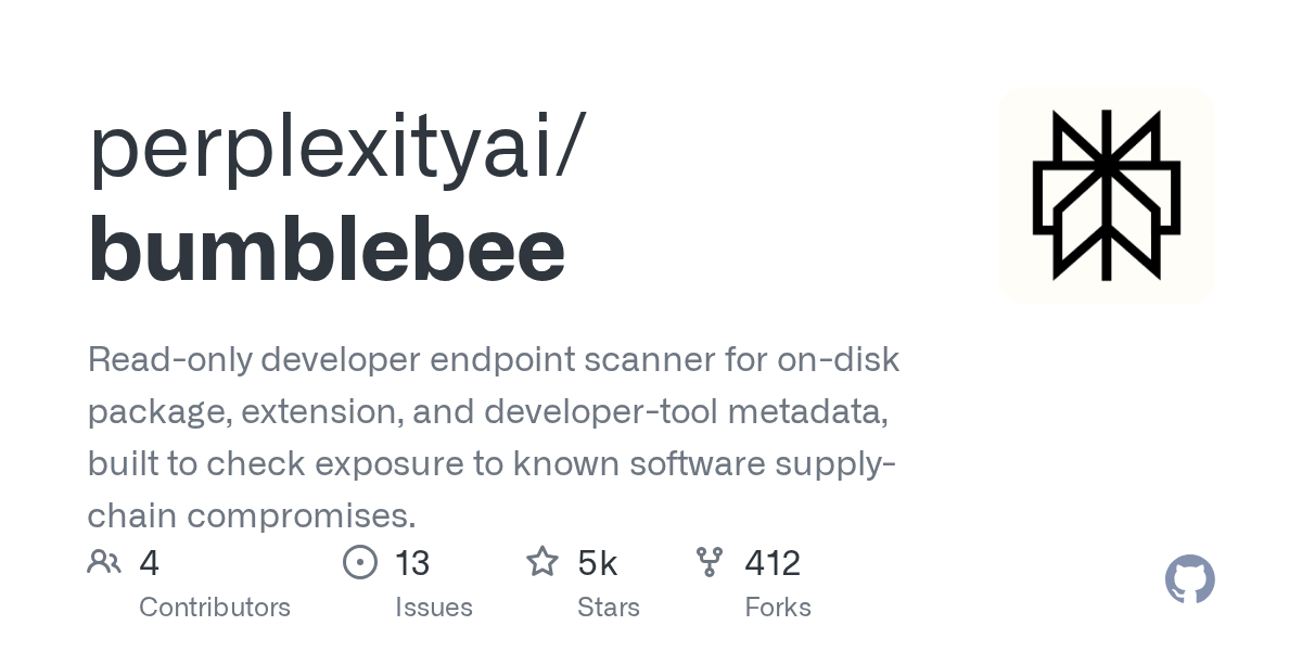 GitHub - perplexityai/bumblebee: Read-only developer endpoint scanner for on-disk package, extension, and developer-tool metadata
