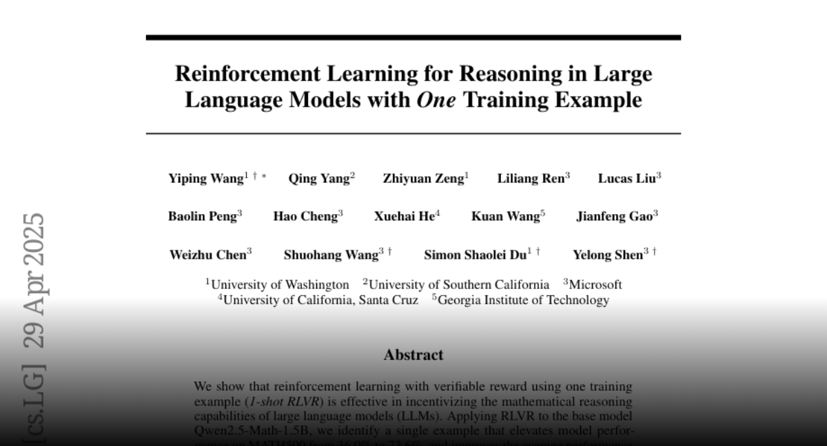 Reinforcement Learning for Reasoning in Large Language Models with One Training Example