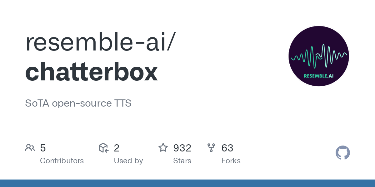 GitHub - resemble-ai/chatterbox: SoTA open-source TTS