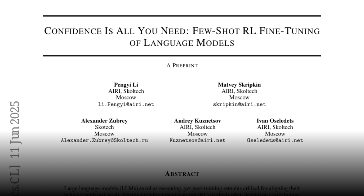 Confidence Is All You Need: Few-Shot RL Fine-Tuning of Language Models
