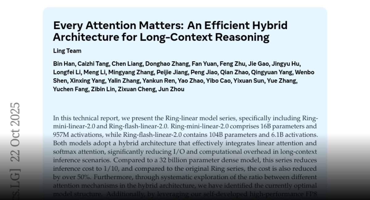 Every Attention Matters: An Efficient Hybrid Architecture for  Long-Context Reasoning