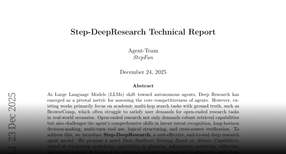 Step-DeepResearch Technical Report
