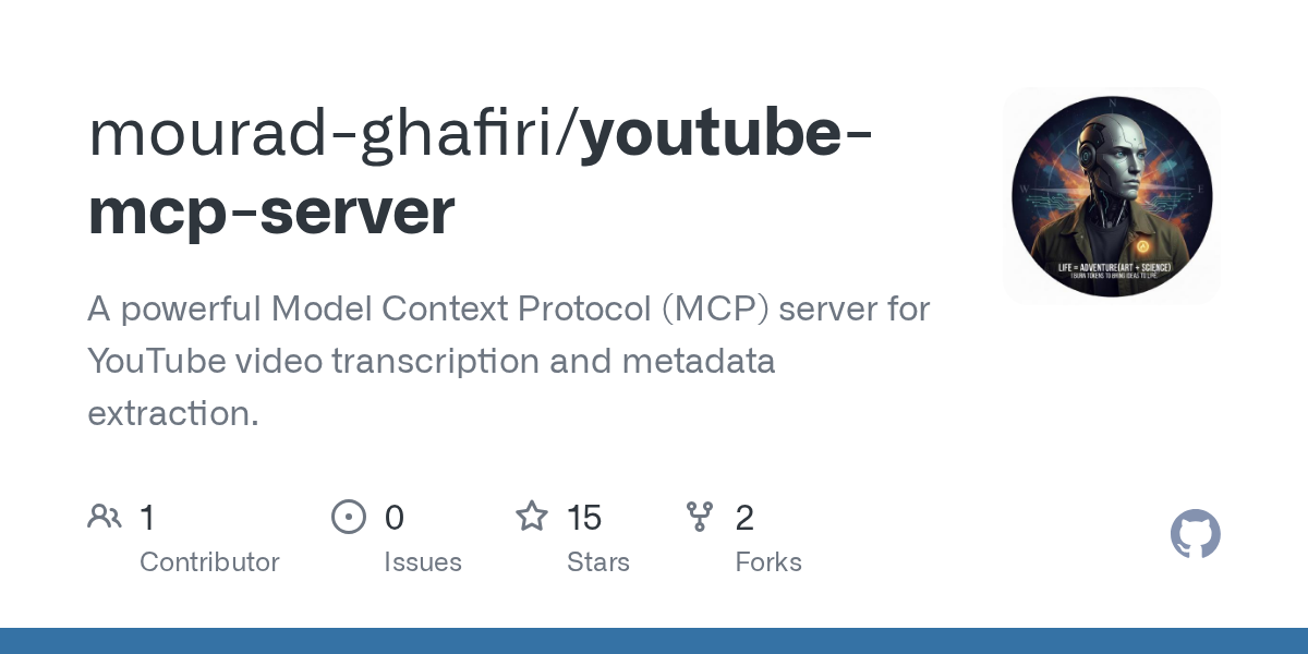 mourad-ghafiri/youtube-mcp-server: A powerful Model Context Protocol (MCP) server for YouTube video transcription and metadata extraction.