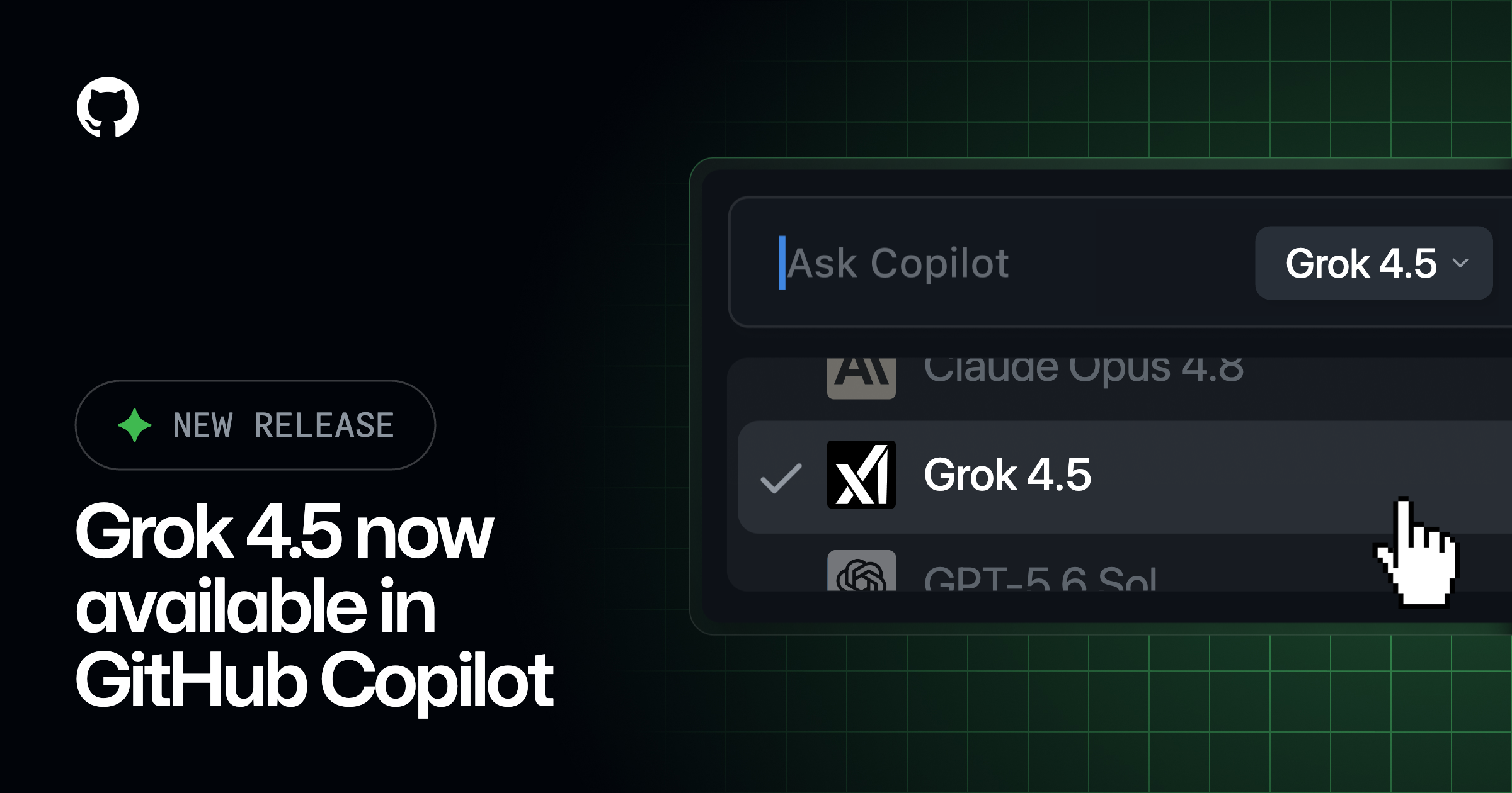 Grok 4.5 is now available in GitHub Copilot