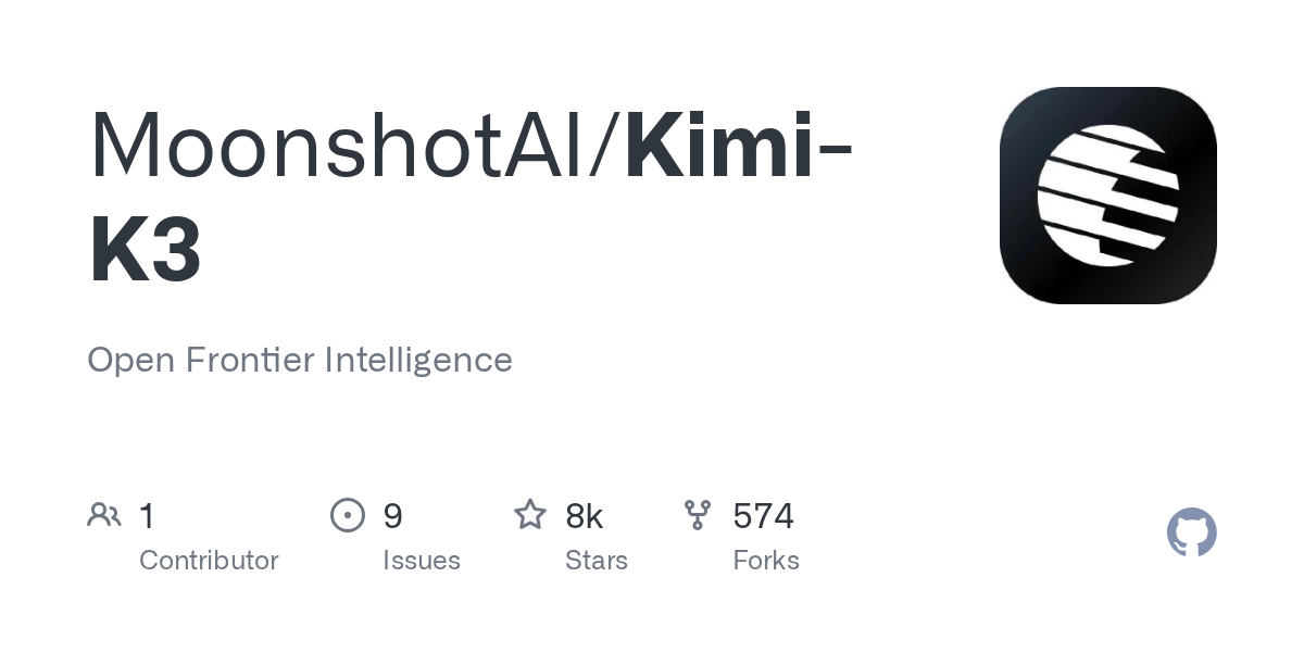 MoonshotAI releases Kimi K3, a 2.8T open-weight model with 1M-token context