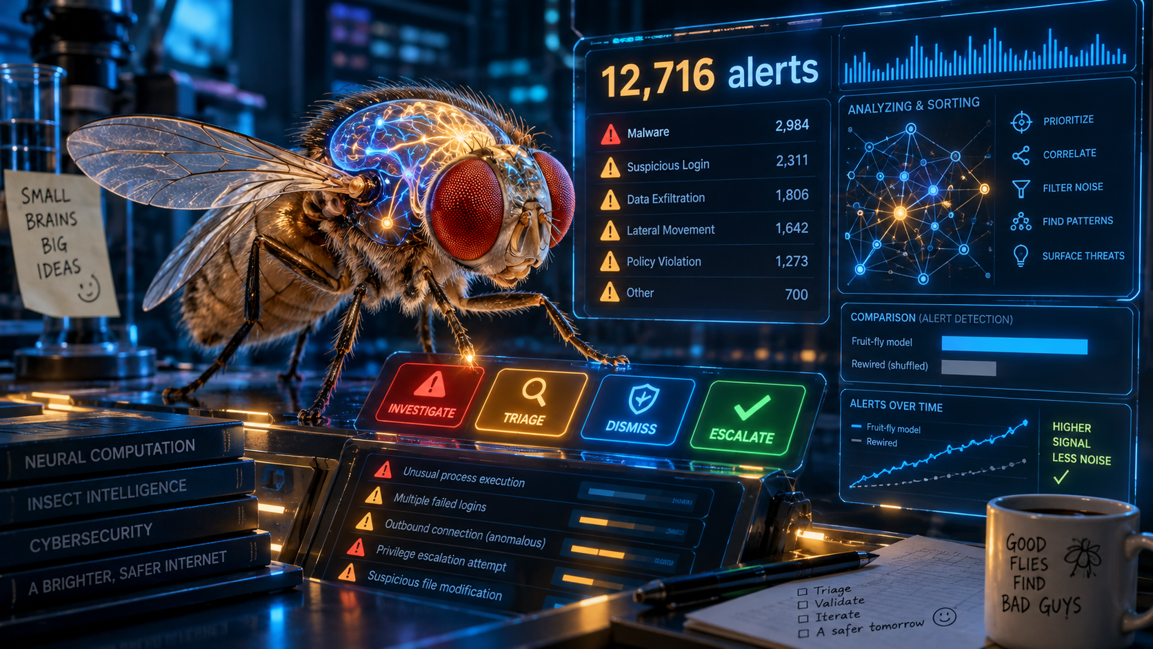 What happens when you give a Fruit Fly Brain 12,716 Cybersecurity Alerts.