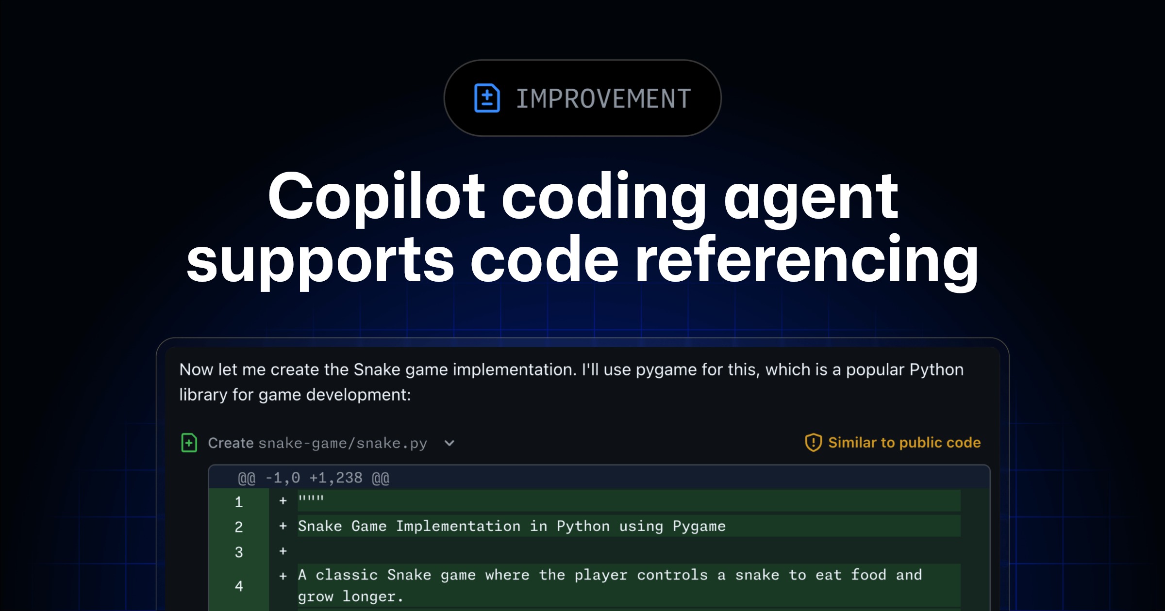 Copilot coding agent supports code referencing