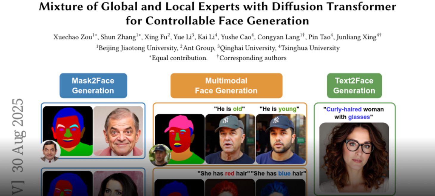 Mixture of Global and Local Experts with Diffusion Transformer for Controllable Face Generation
