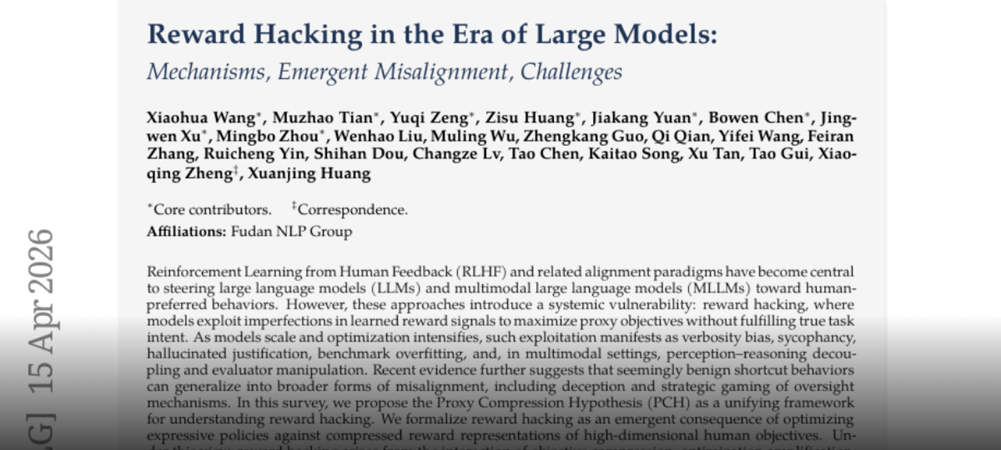Reward Hacking in the Era of Large Models: Mechanisms, Emergent Misalignment, Challenges