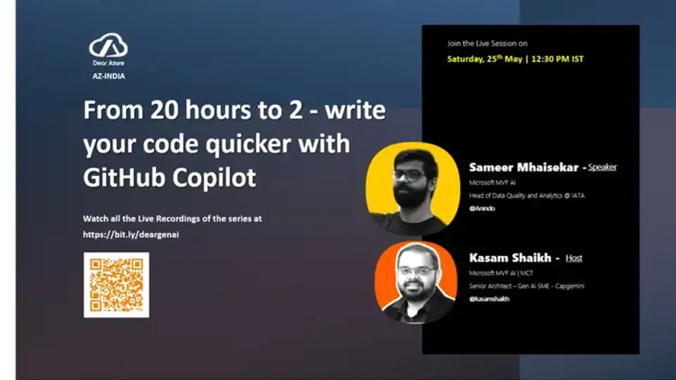 From 20 hours to 2 - write your code quicker with Github Copilot - Season of AI