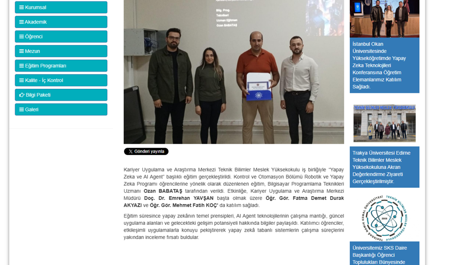 Yapay Zeka ve AI Agent Konulu Eğitim Gerçekleştirildi.