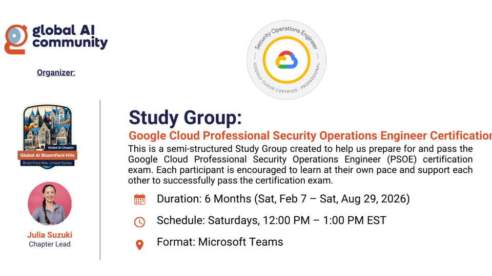 Google Cloud Professional Security Operations Engineer (PSOE) Certification | 6-Month Study Group (Feb 7 – Aug 29, 2026)